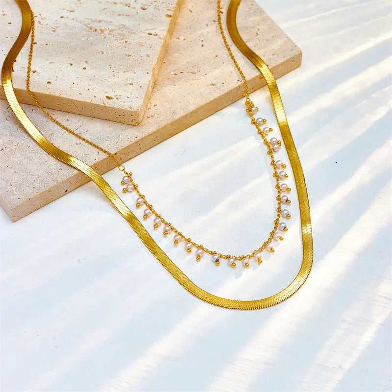 Luxe Snake Choker & Perlen Schmuckset