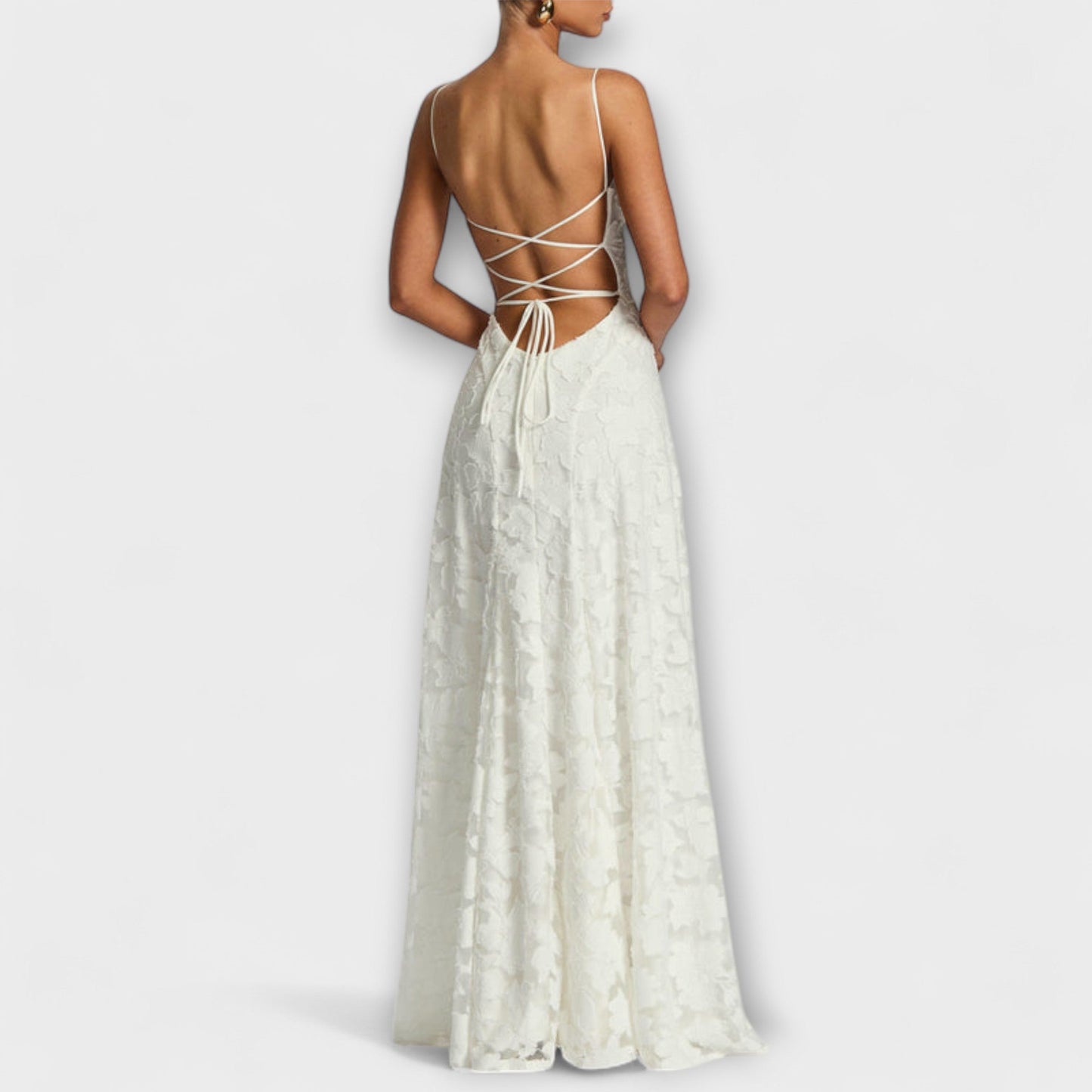 Kairi - Schickes Floral-Spitzen-Maxikleid mit Spaghettiträgern