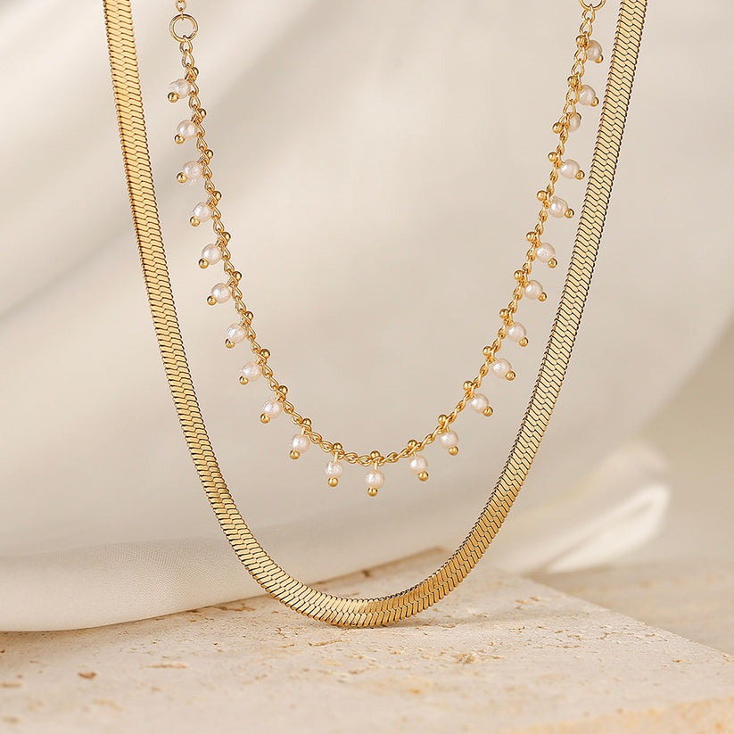 Luxe Snake Choker & Perlen Schmuckset