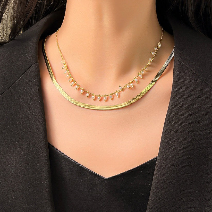 Luxe Snake Choker & Perlen Schmuckset