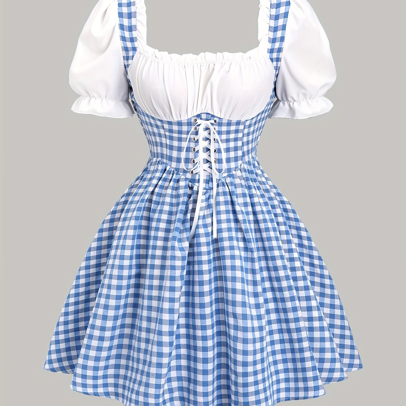Oktoberfest Dirndl-Kleid – Kariert in Blau oder Rot