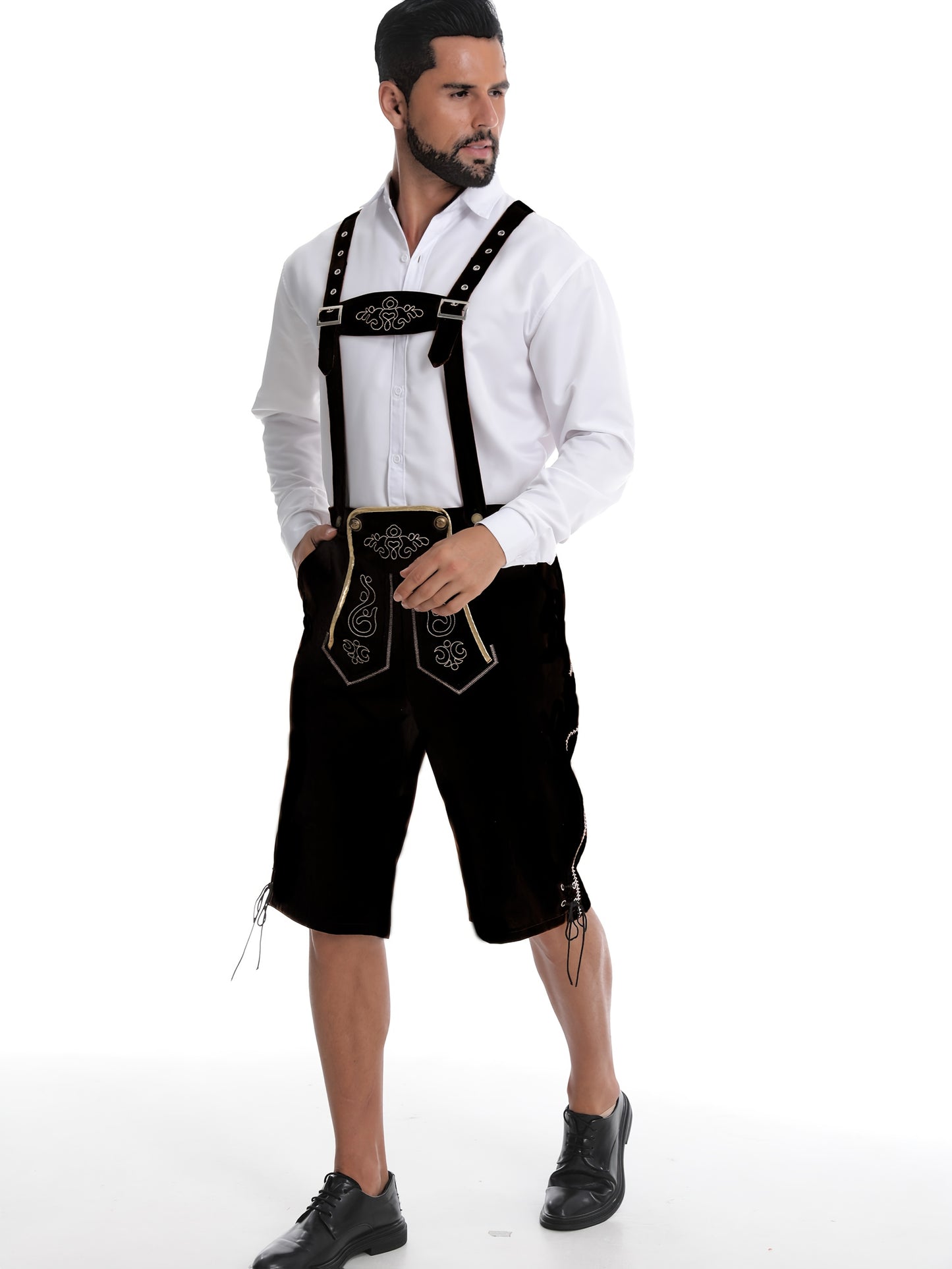 Traditionelle Oktoberfest Lederhose mit Stickerei – in 3 Farben
