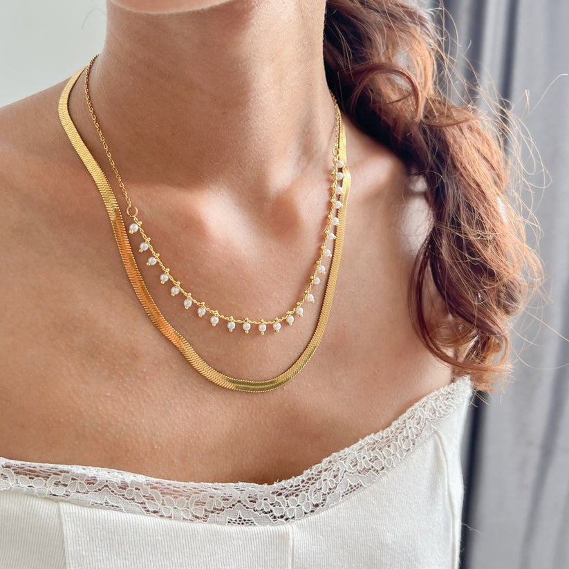 Luxe Snake Choker & Perlen Schmuckset
