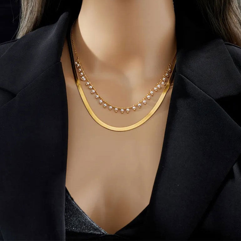 Luxe Snake Choker & Perlen Schmuckset