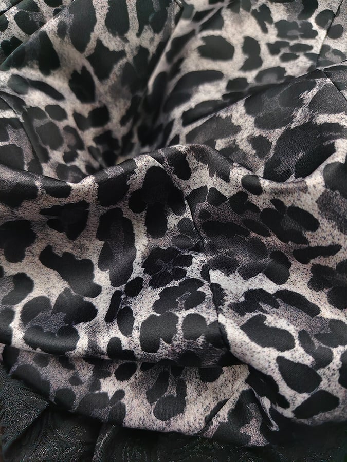 Damen Einfarbiges Leopardenmuster Schleife Lässiges Knielanges Kleid