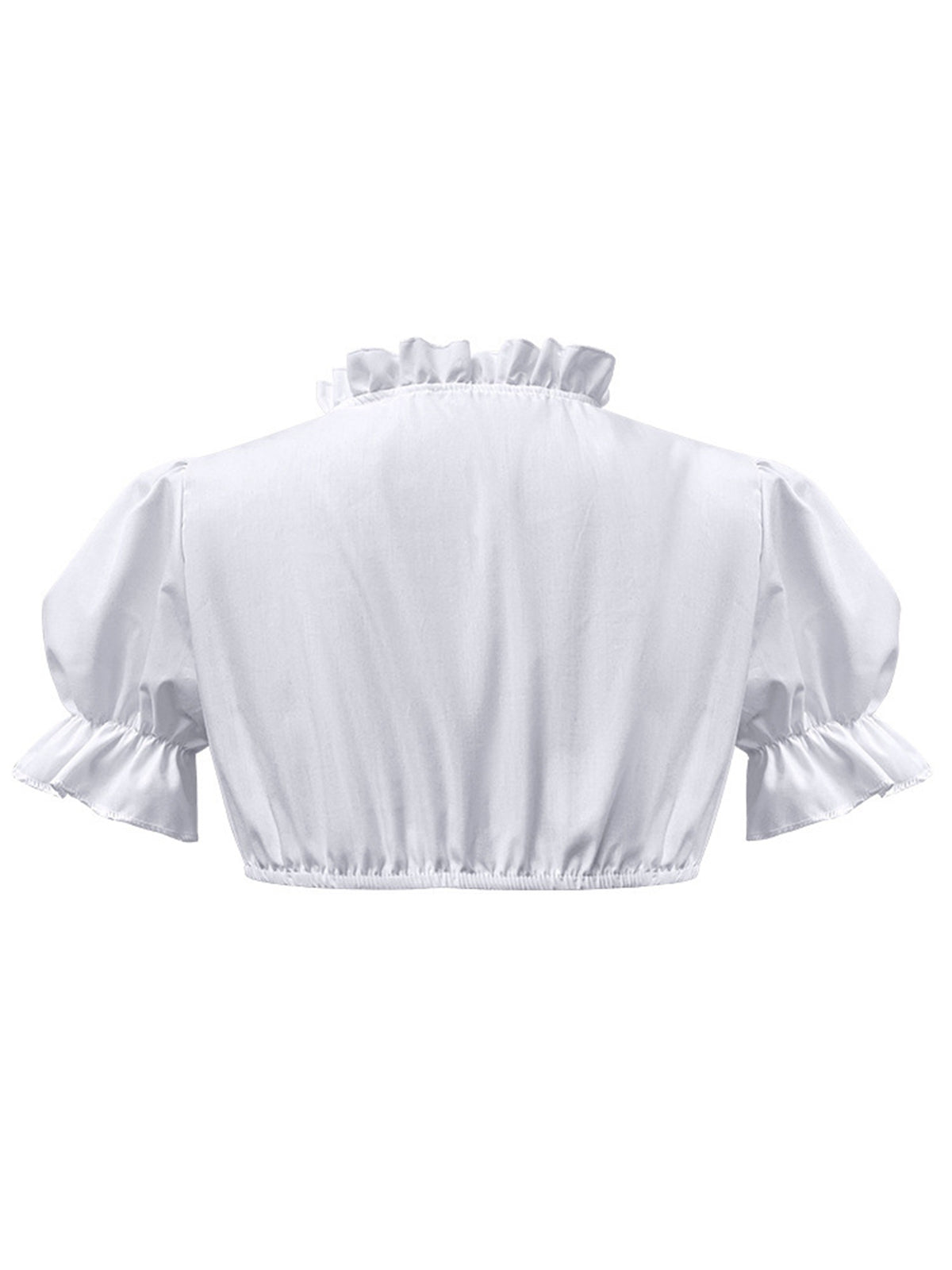 Weiß 1950er Solide Oktoberfest Herzförmiger Hals Puffärmel Crop Top