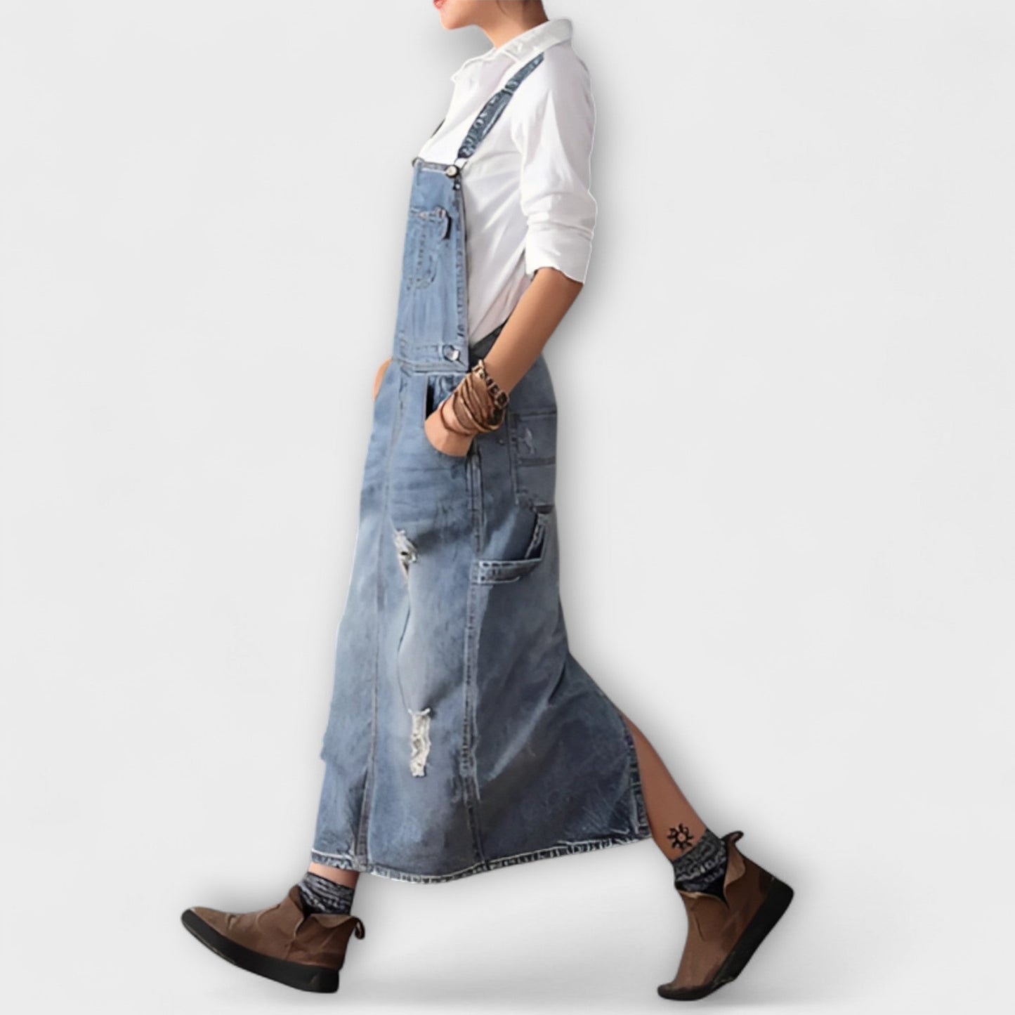 Alexa - Maxikleid im Denim-Stil