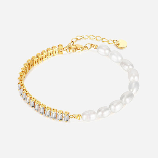 Zirkonia Perlen Armband | 18K Gold
