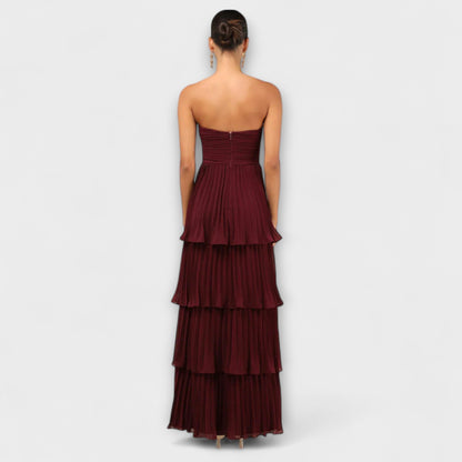 Lorena - Trägerloses, gestuftes Maxikleid