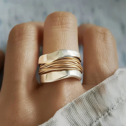 Vintage-vergoldeter Silberdraht-Ring