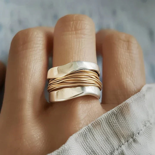 Vintage-vergoldeter Silberdraht-Ring