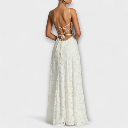 Kairi - Schickes Floral-Spitzen-Maxikleid mit Spaghettiträgern