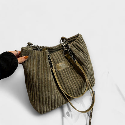 Kronenberg. - Weiche Cord-Schultertasche