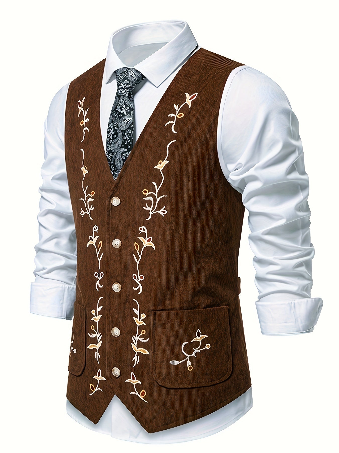 Oktoberfest Herren Weste – Traditionell Bestickt (Schwarz, Blau & Braun)