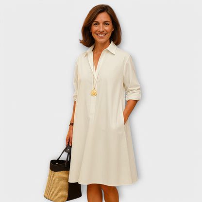 Modernes Hemdkleid mit Kragen und Dreiviertel-Ärmeln