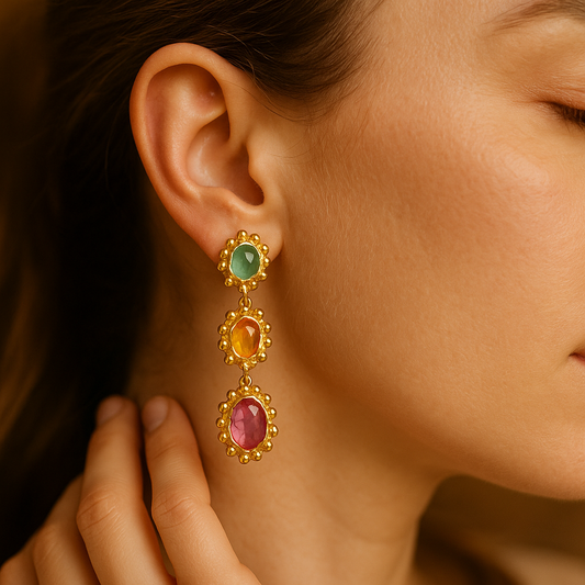 Undine | Goldplated Earrings with Colorful Stones
