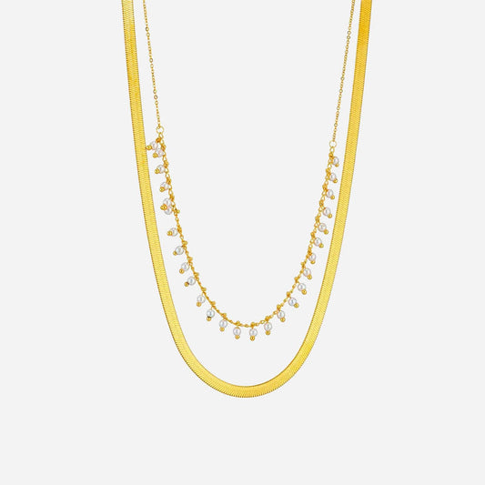 Luxe Snake Choker & Perlen Schmuckset