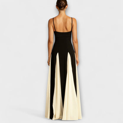 Ember - Klassische Eleganz A-Linie Maxi Kleid mit Tüllpaneelen