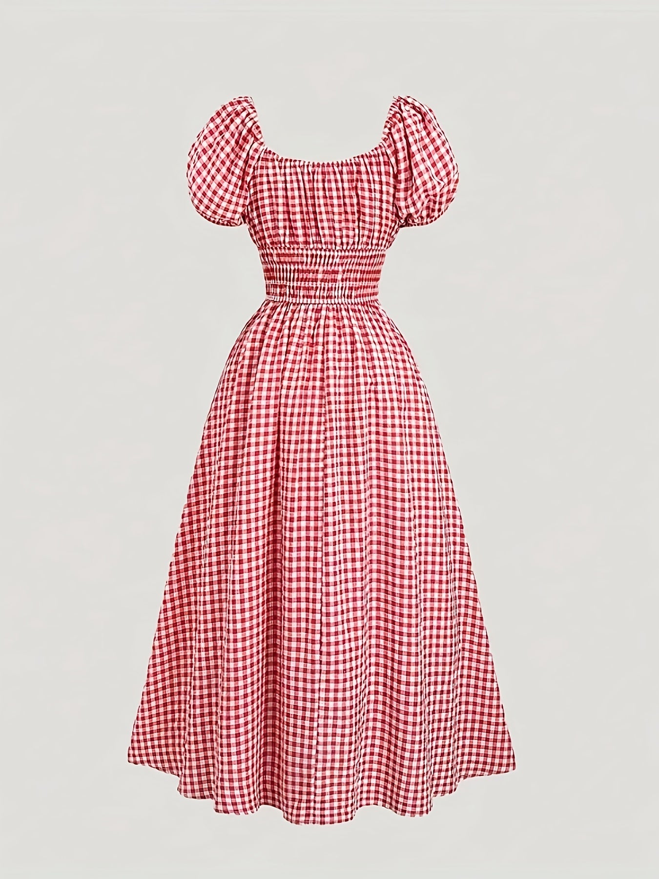 Oktoberfest Maxi Kleid – Kariert in Blau & Rot