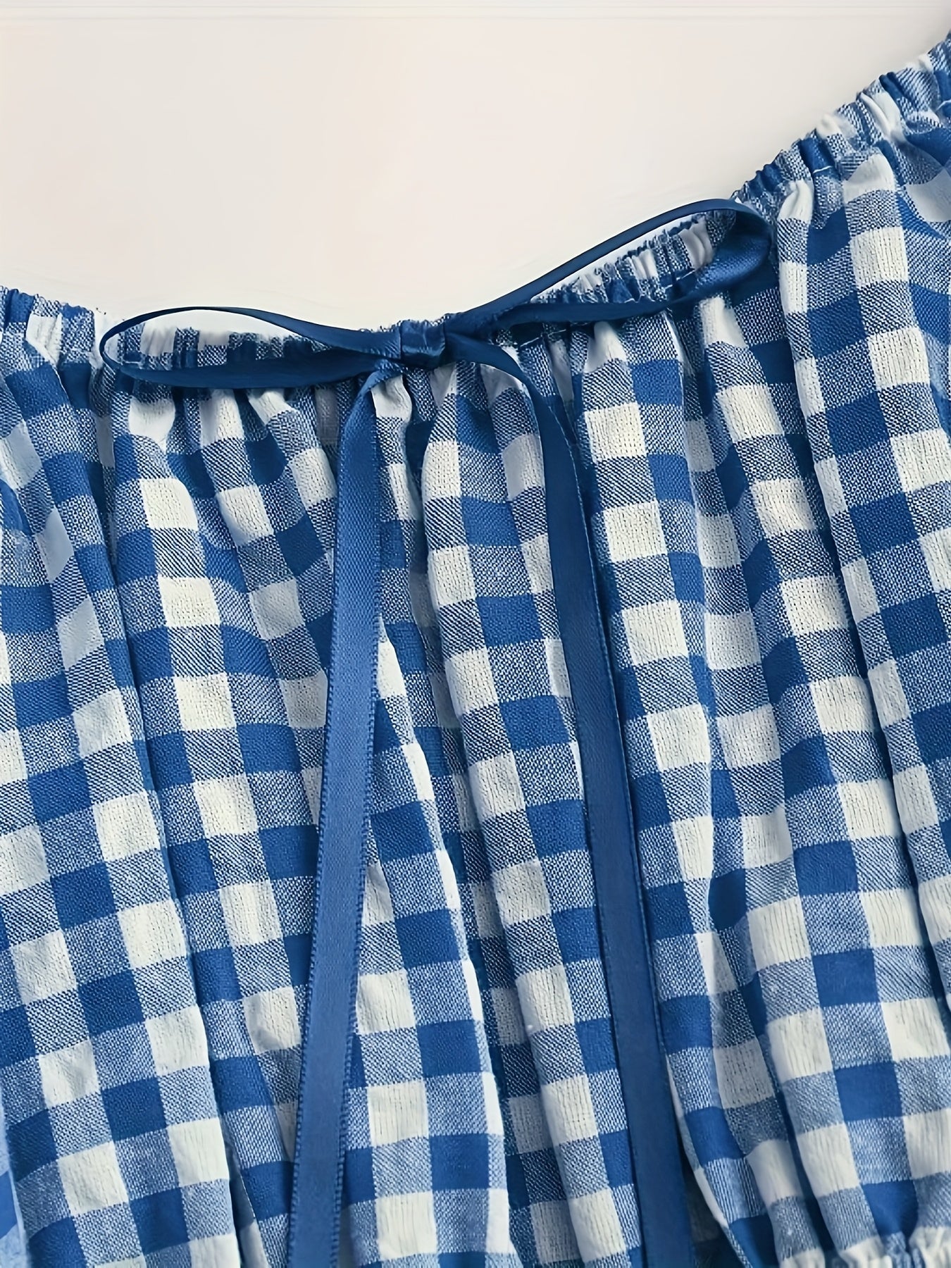 Oktoberfest Maxi Kleid – Kariert in Blau & Rot