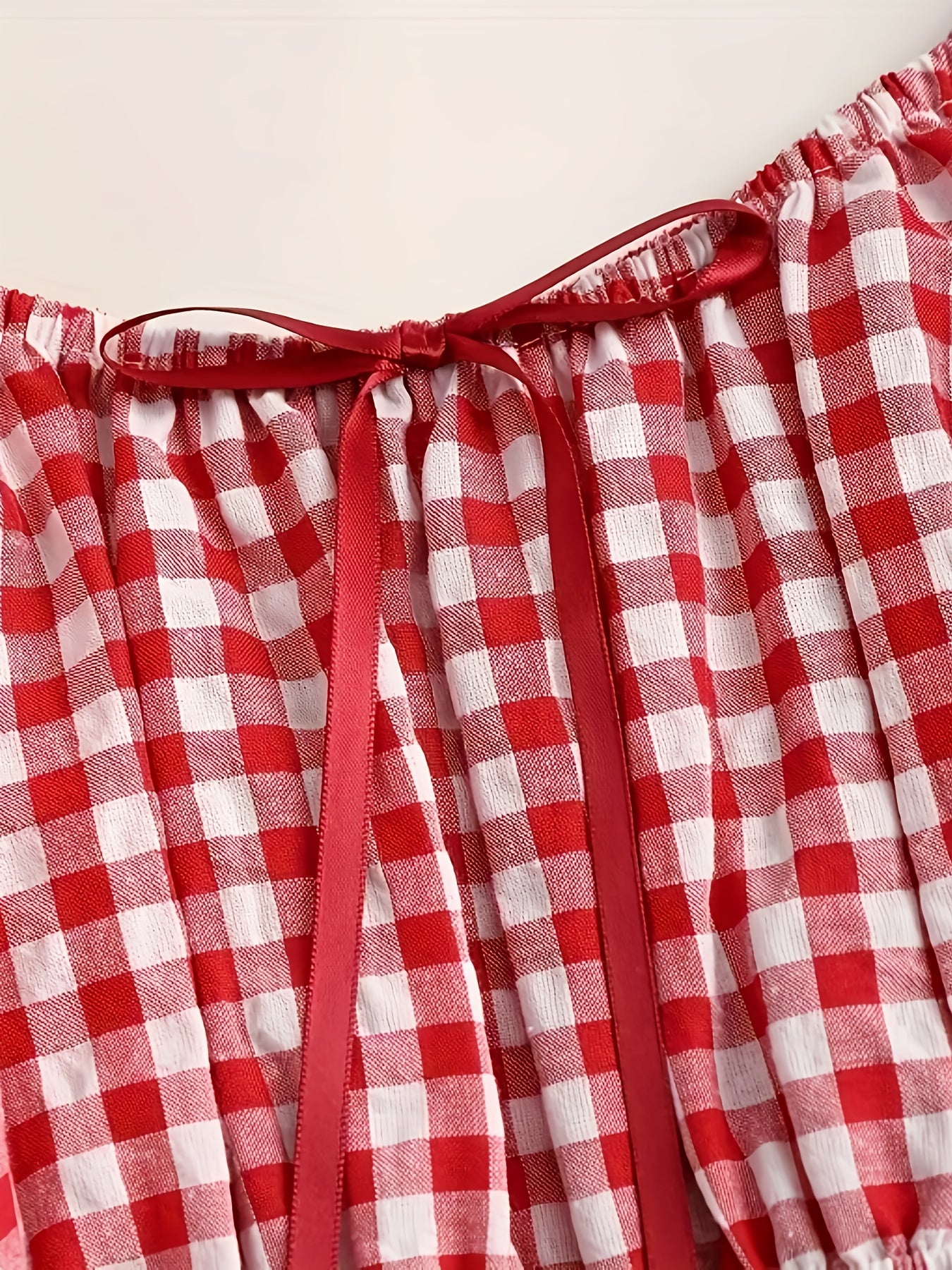 Oktoberfest Maxi Kleid – Kariert in Blau & Rot