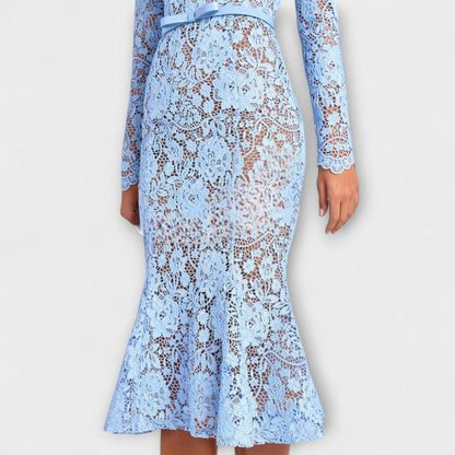 Freya - Elegantes Midi-Kleid aus floraler Spitze