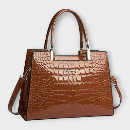 Kronenberg. -  Glänzende Krokodilledermuster-Handtasche
