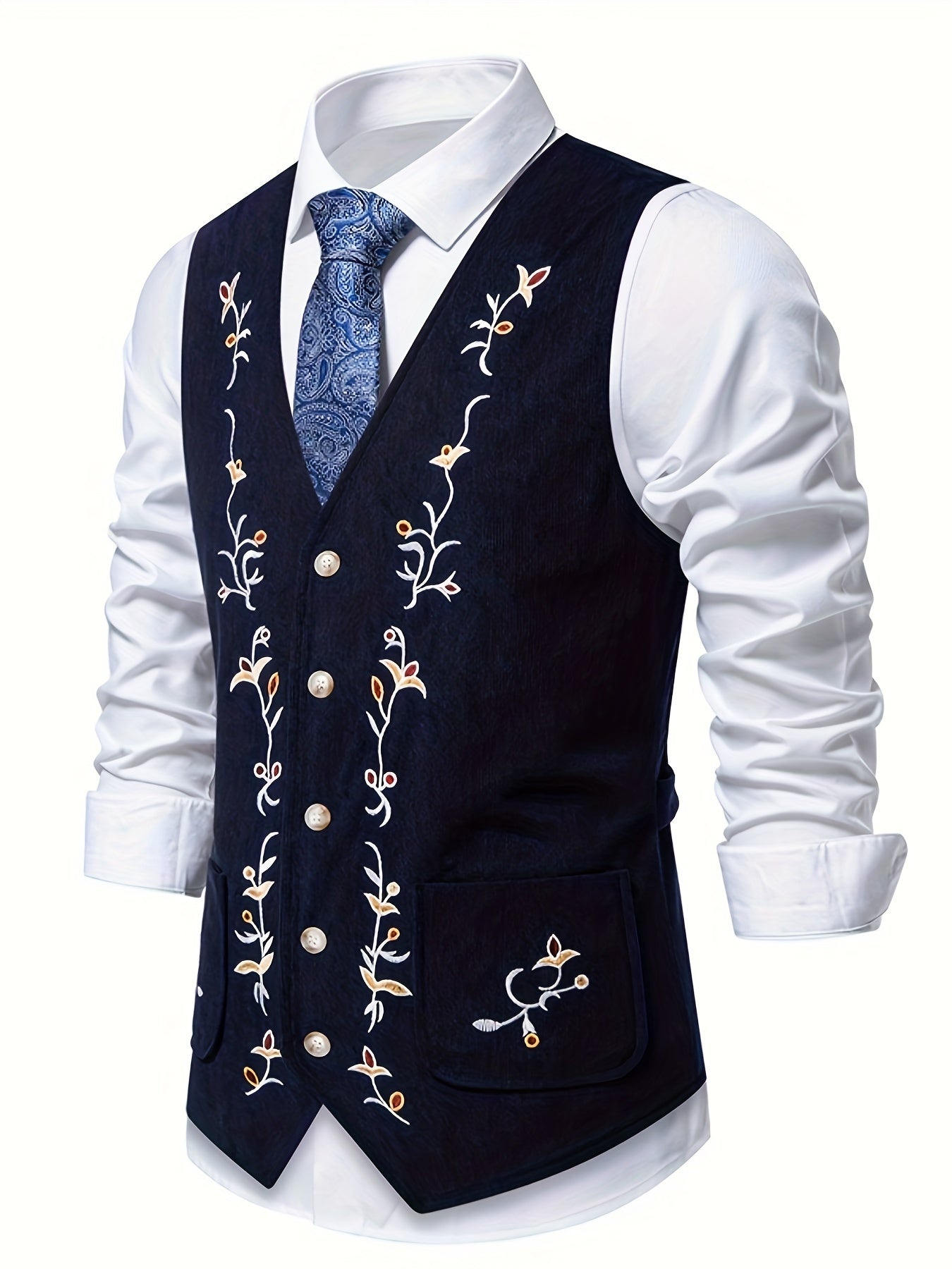 Oktoberfest Herren Weste – Traditionell Bestickt (Schwarz, Blau & Braun)