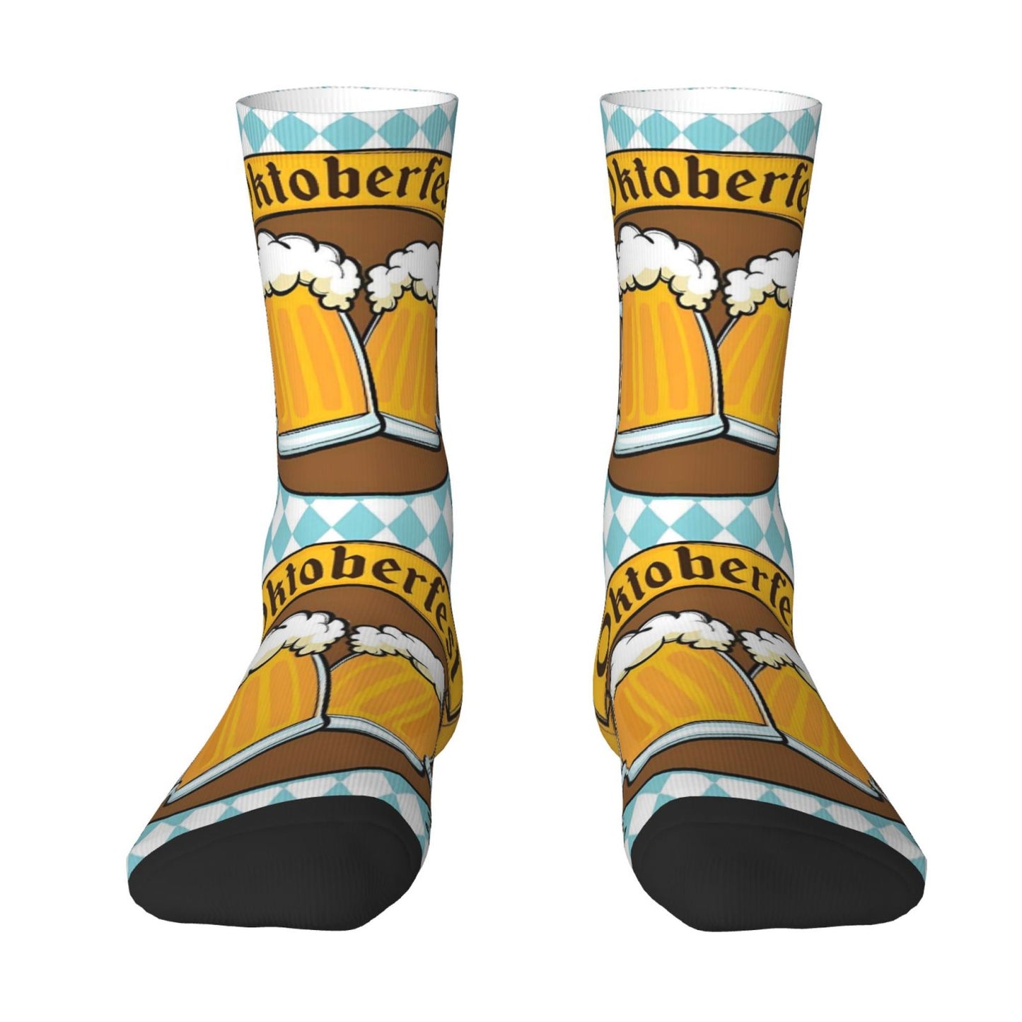 Oktoberfest Socken – Bierkrug & Rauten Design