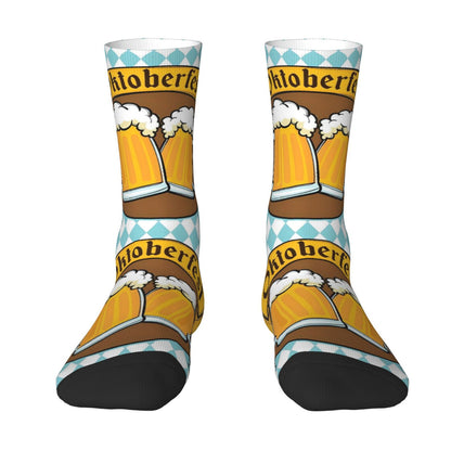 Oktoberfest Socken – Bierkrug & Rauten Design