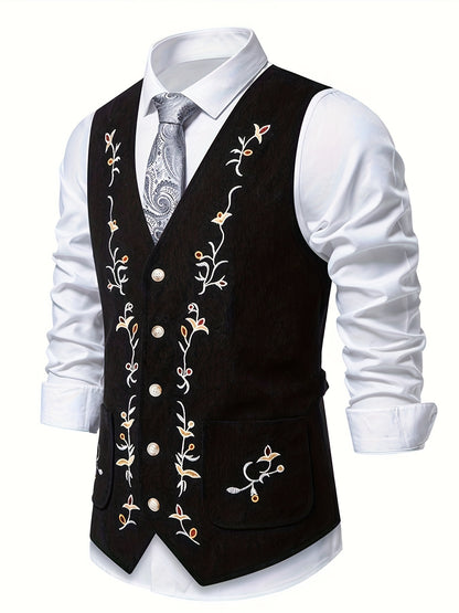 Oktoberfest Herren Weste – Traditionell Bestickt (Schwarz, Blau & Braun)