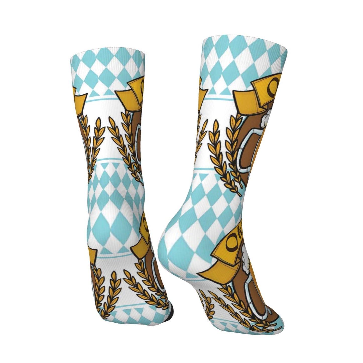 Oktoberfest Socken – Bierkrug & Rauten Design