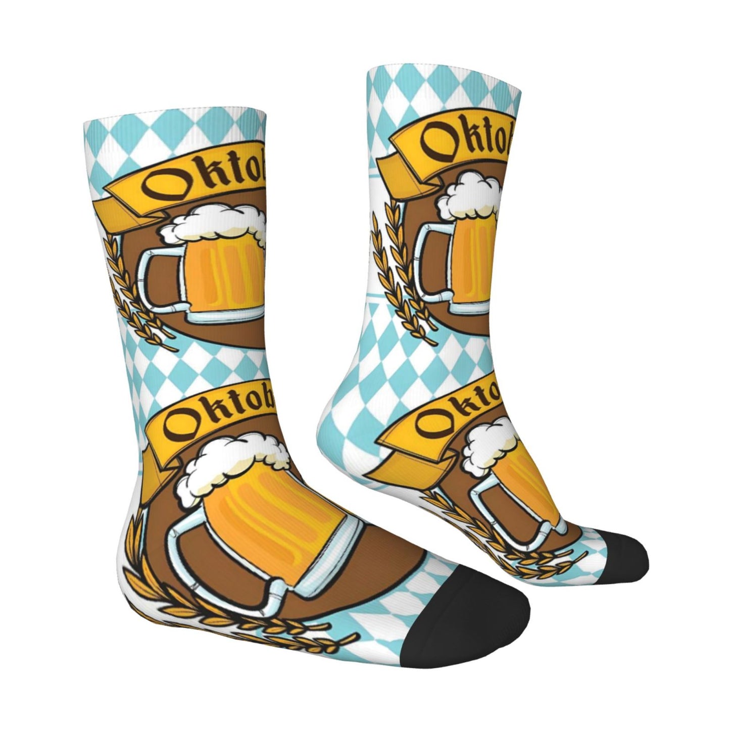 Oktoberfest Socken – Bierkrug & Rauten Design