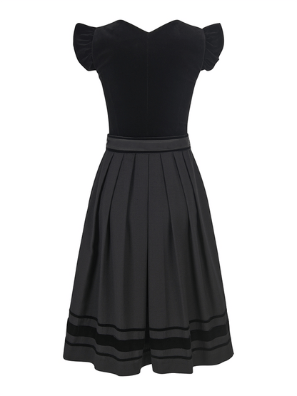 Damen Einfarbiges, lässiges, knielanges Kleid mit Schleife