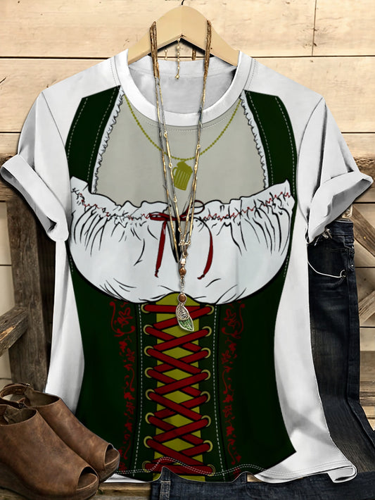 Oktoberfest T-Shirt – Dirndl Illusions-Design für Damen