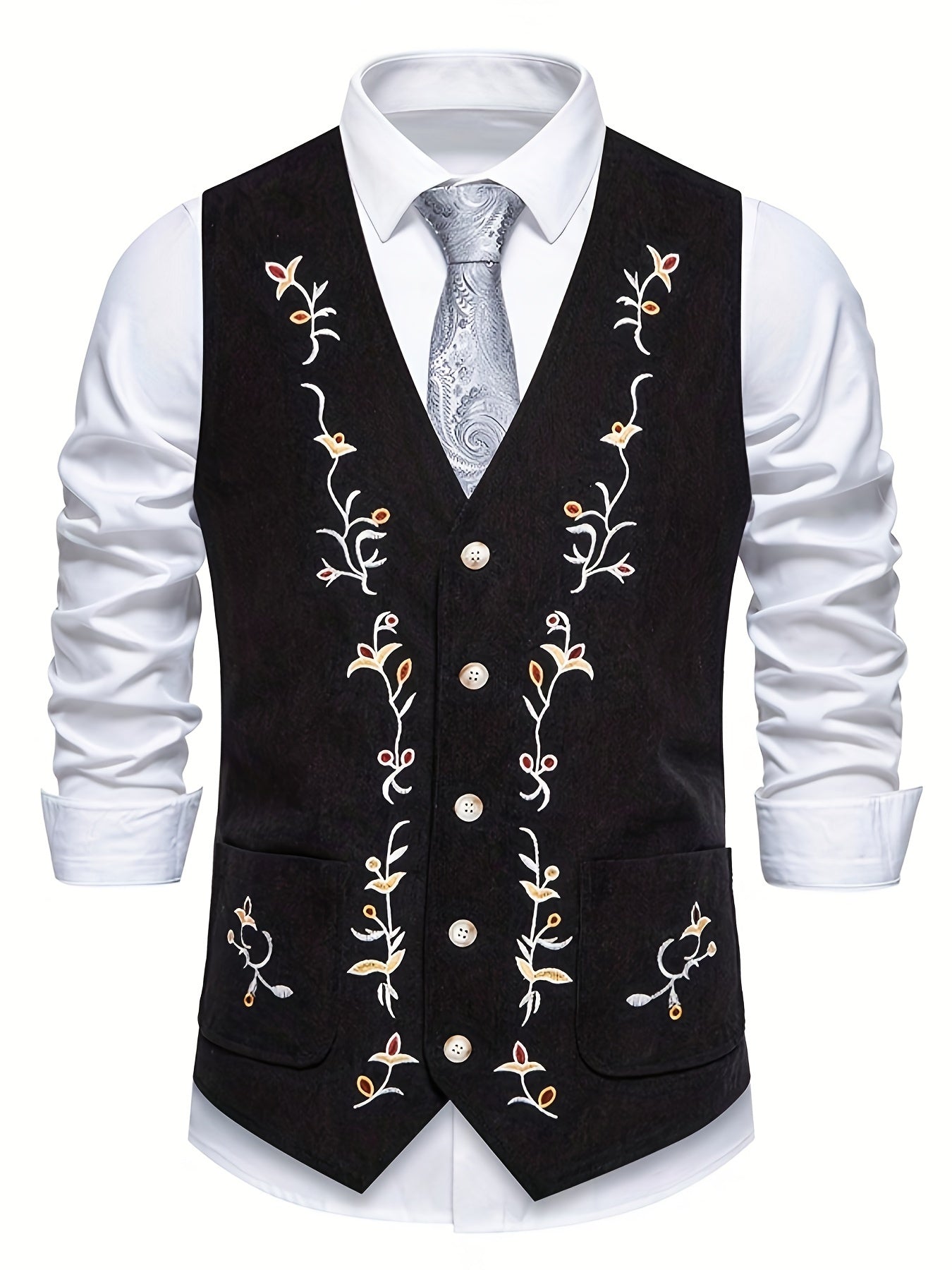 Oktoberfest Herren Weste – Traditionell Bestickt (Schwarz, Blau & Braun)