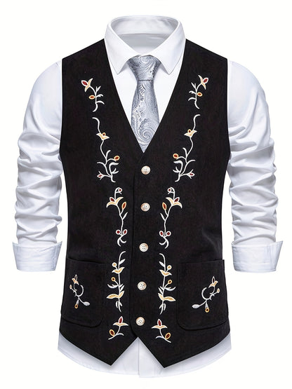Oktoberfest Herren Weste – Traditionell Bestickt (Schwarz, Blau & Braun)