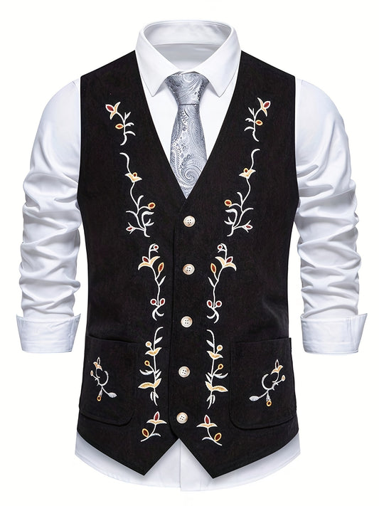Oktoberfest Herren Weste – Traditionell Bestickt (Schwarz, Blau & Braun)