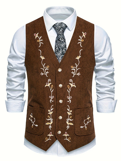 Oktoberfest Herren Weste – Traditionell Bestickt (Schwarz, Blau & Braun)