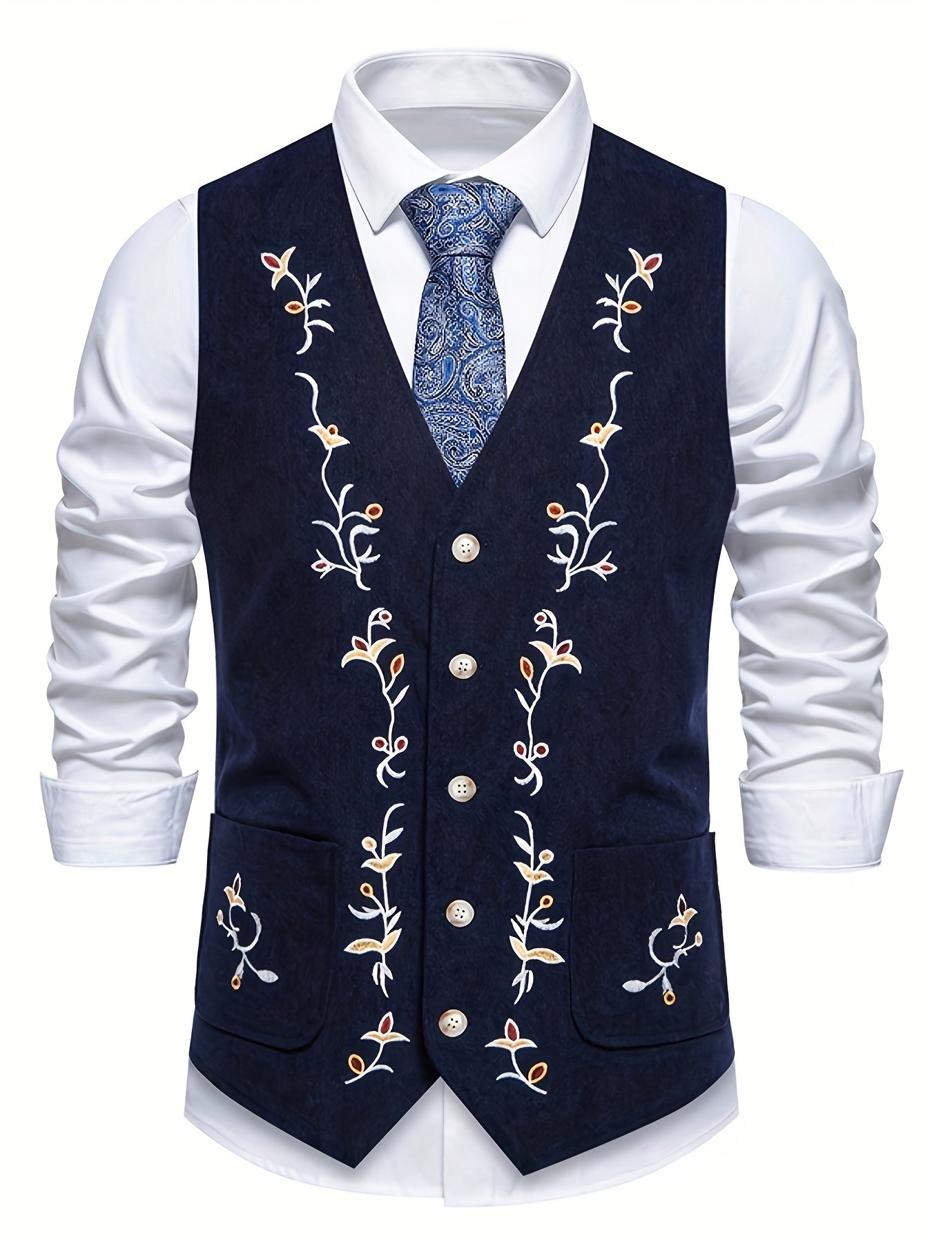 Oktoberfest Herren Weste – Traditionell Bestickt (Schwarz, Blau & Braun)