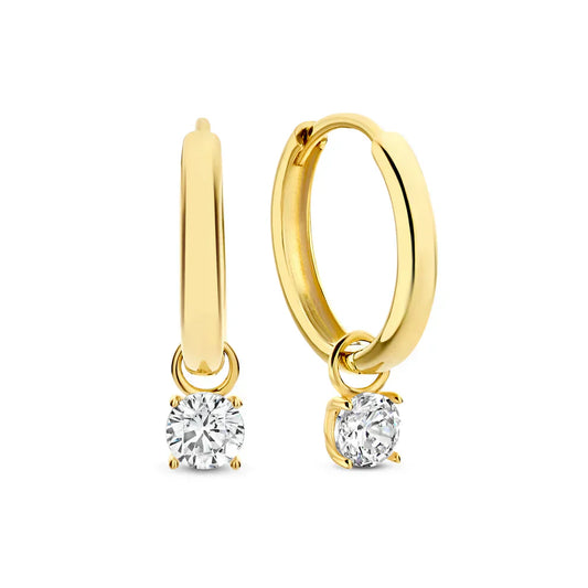 18K Goldene Moonbeam Steinen Hoops Ohrringe