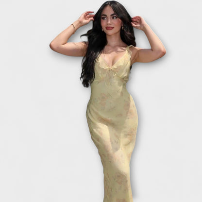 Kryptografisches Floralprint Plunge Maxi Kleid