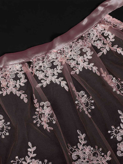 3PCS Rosa 1950er Oktoberfest Dirndl Spitze Top & Stickerei Schleife Kleid