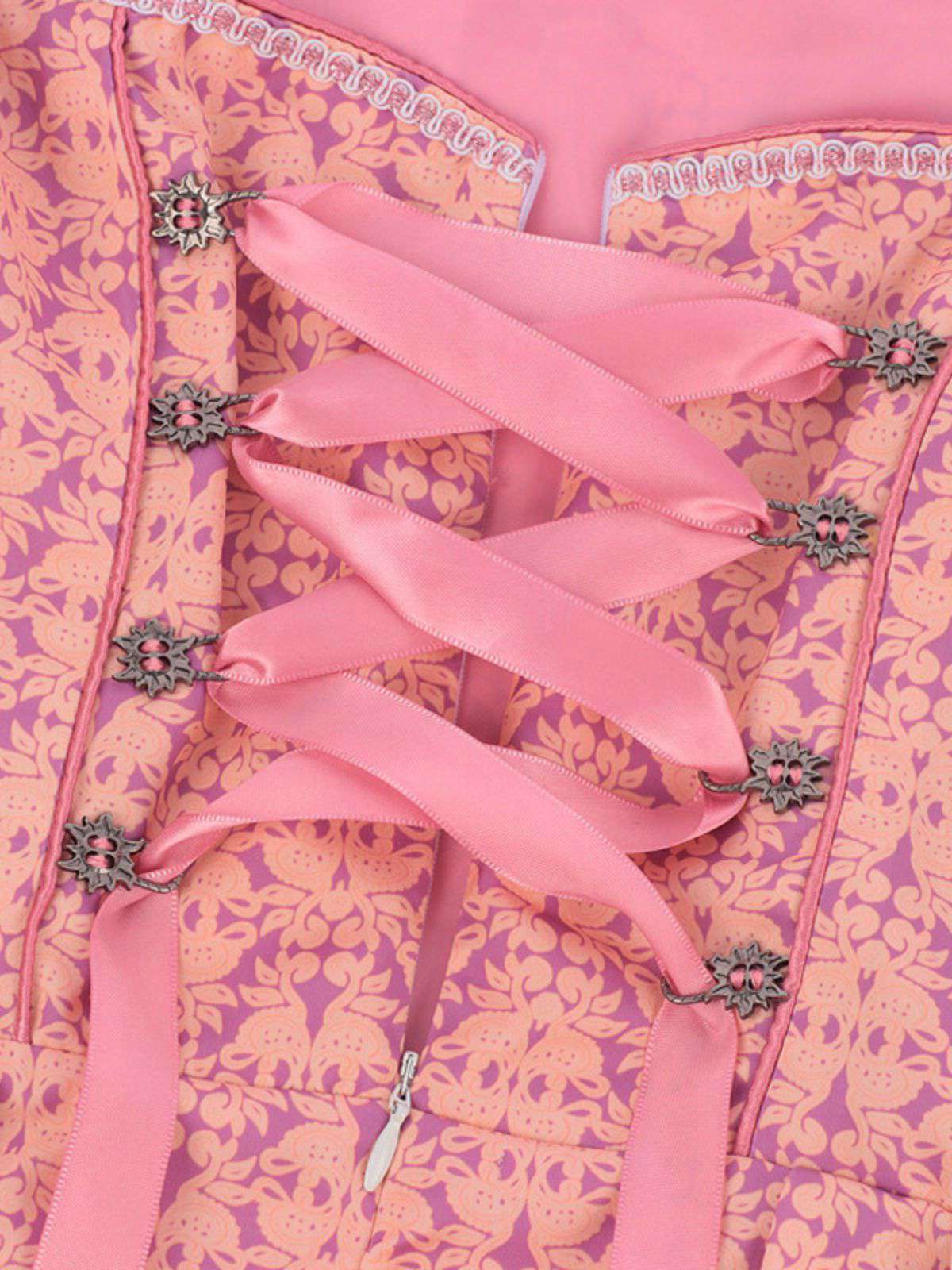 3PCS Rosa 1950er Oktoberfest Herzförmiger Hals Blumen Kleid & Schürze