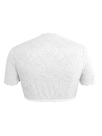 Weiß 1950er Oktoberfest Spitze Patchwork Binden Crop Top