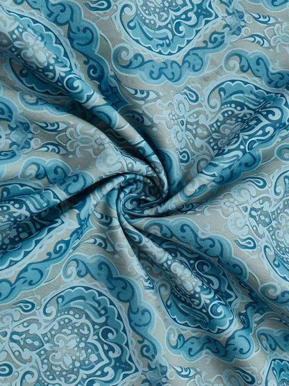 2PCS Blau 1950er Oktoberfest Flanell Blumen Kleid & Satin Schürze