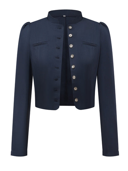 Schwarz 1950er Oktoberfest Stehkragen Langarm Jacke