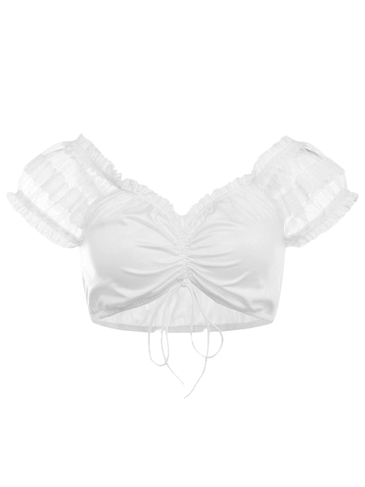 1950er Oktoberfest Solide Spitze Rüschen Gerüschtes Crop Top