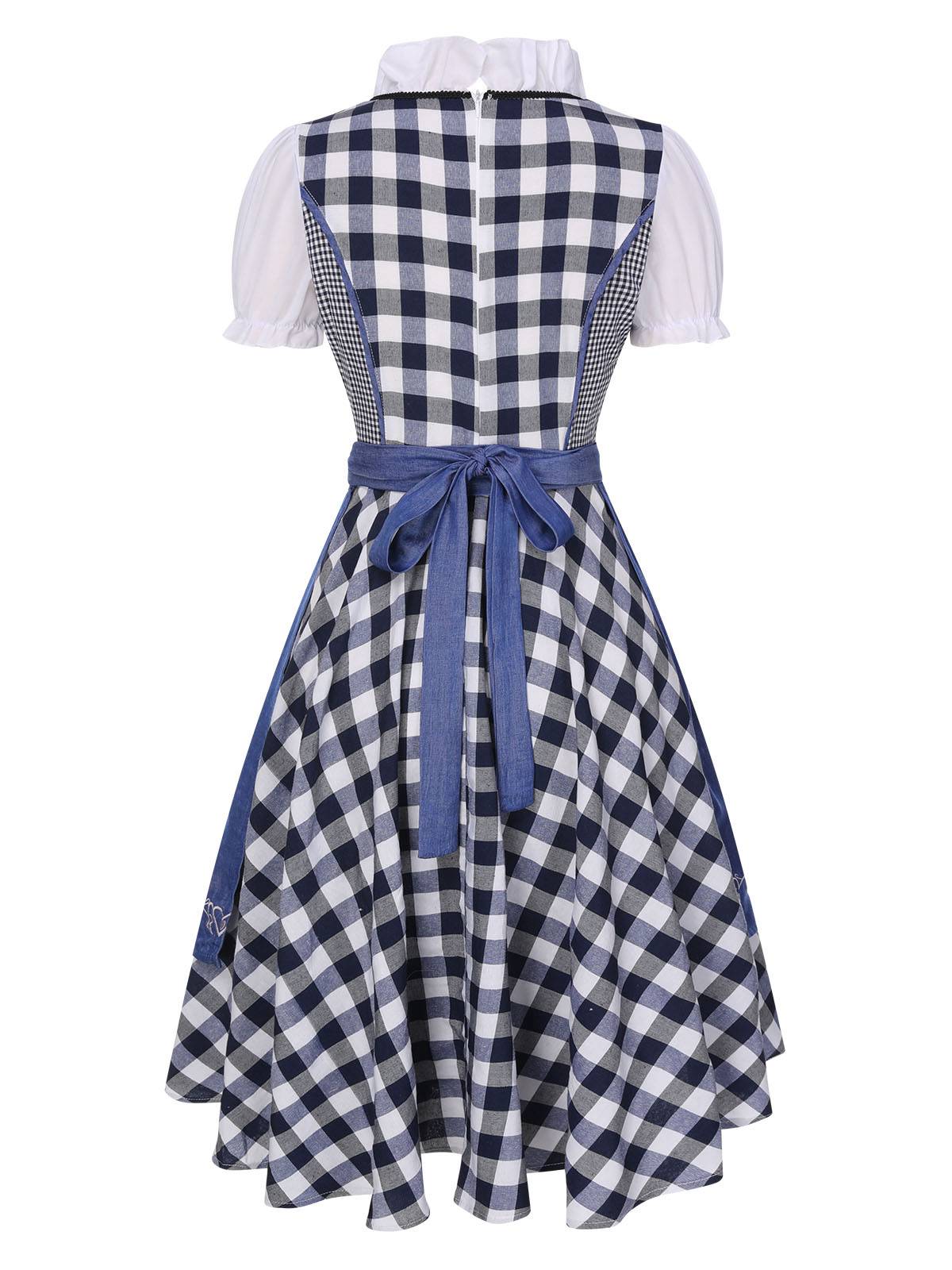 Trachten Oktoberfest Dirndl Spitzen Plaid Dirndl Kleid