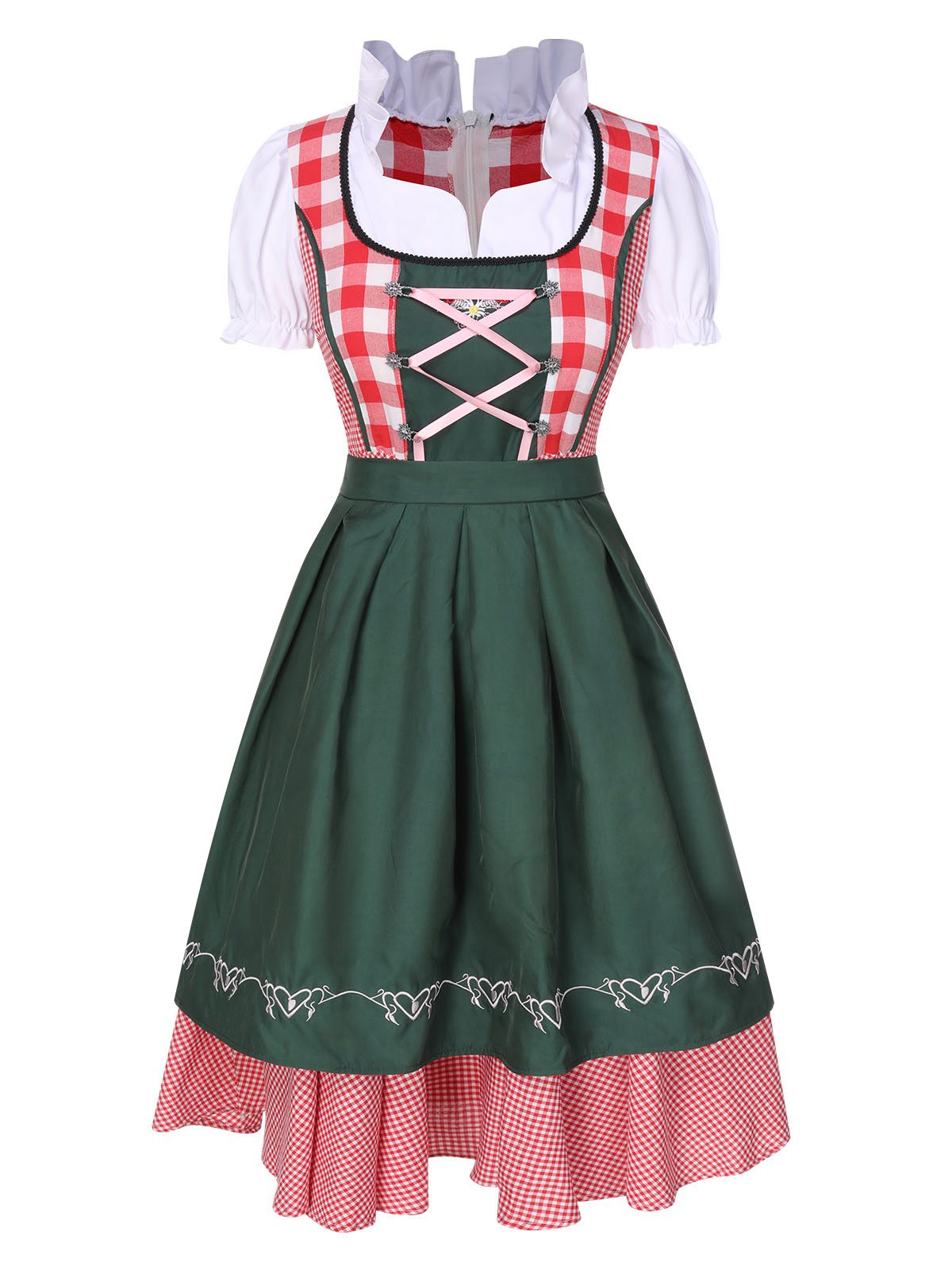 Trachten Oktoberfest Dirndl Spitzen Plaid Dirndl Kleid